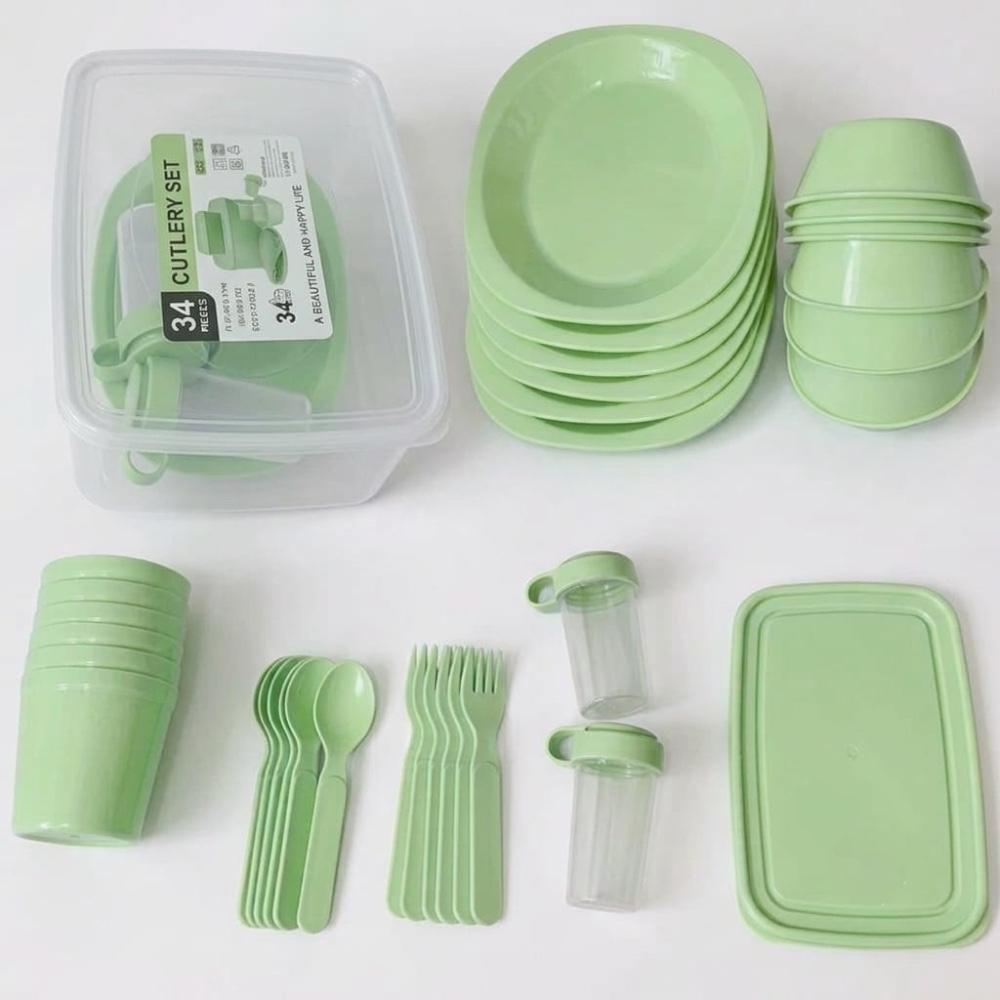 Set de Picnic 34 Piezas para 6 Personas – Portátil y Reutilizable