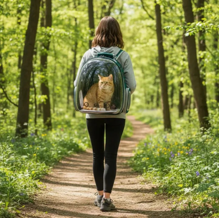 Mochila transportadora transparente para mascota
