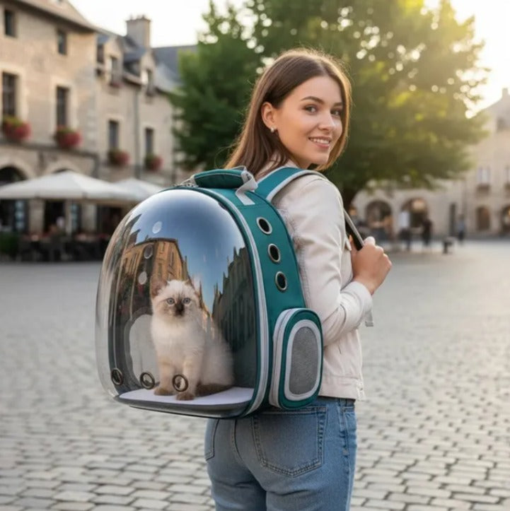 Mochila transportadora transparente para mascota